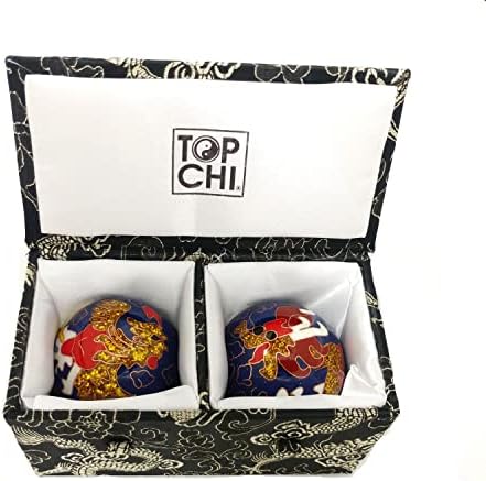 Top Chi Premium Dragon and Phoenix Baoding Balls. Chiming Chinese Health Balls for Hand Therapy, Exercise, and Stress Relief (Large 2 Inch)