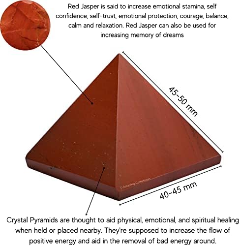 Amazing Gemstone Red Jasper Pyramid Crystal Healing Stones - 2" Great Pyramid Figurine of Natural Stone Pyramid for Meditation, Reiki, Chakra Balancing and Crystal Pyramids Grid
