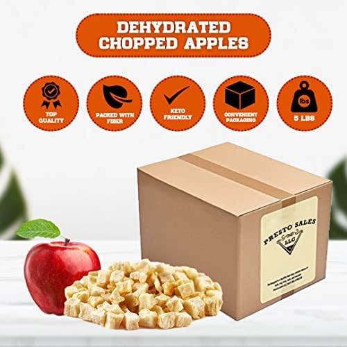 Presto Sales Dried Apple Cubes, 80 oz | All Natural Dried Fruit Snack | Vegan, Non-GMO, Dehydrated Fruit | Packed Fresh in 5 lbs bag