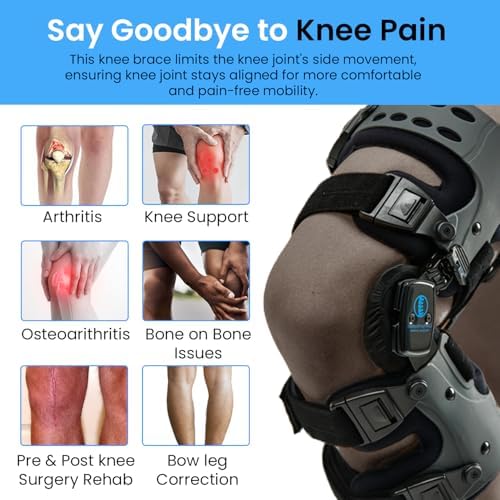 Comfyorthopedic UPGRADED Single Side OA Medial Unloader Knee Brace for Men and Women Osteoarthritis & Arthritis Pain Support, Bone on Bone Joint Offloader L1851 L1843 Built-in Hex Key, Fits Up To 32in Plus Size Thigh Left