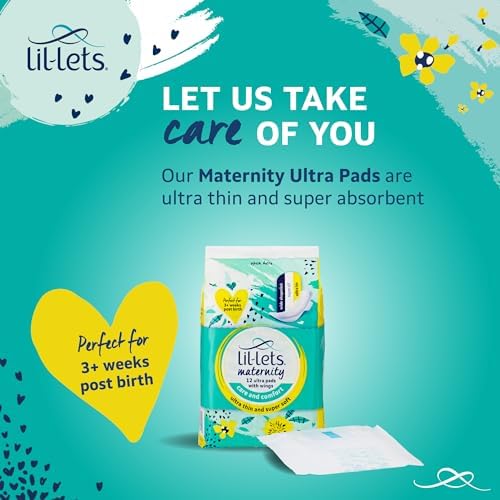 Lil-Lets Maternity Ultra Thin Pads with Wings – 36 Pack Bundle for Post-Natal Bleeding & Lighter Flow – Postpartum Essentials - Long, Extra Absorbent, Soft & Cushioned Maternity Towels, Fragrance-Free