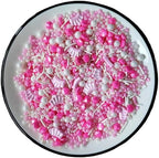PhilaeEC Pink Princess Sprinkle Crown Pearl Mix Candy Edible Princess Theme Party Cake Decoration Baking Cookie Cupcake Toppers Valentines Halloween Christmas Supplies 3.53oz