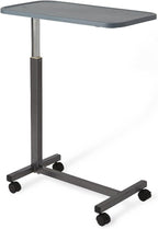Medline Adjustable Overbed Bedside Table with Wheels, Great for Hospital Use or At Home as Bed Tray, Composite Table Top
