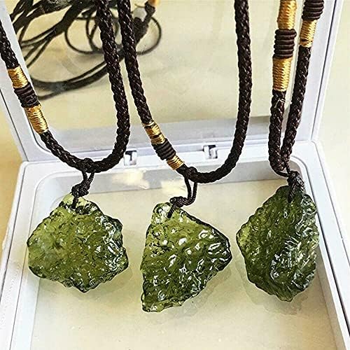 Czech Meteorite Impact Glass Crystal Necklace Pendant Energy Stone Healing Crystals Green Moldavite Jewelry, 11223S1BOTTON