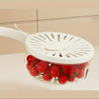 Multifunctional Fruit And Veggie Washing Bowl With Lid Plastic Drain Basket With Foldable Handle For Food Storage Colanders And FoocStrainers For Kitchen (white)