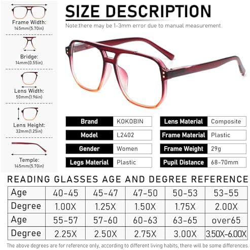 Aviator Reading Glasses for Women Men,4 Pairs OversizedBlue Light Blocking Spring Hinge Readers