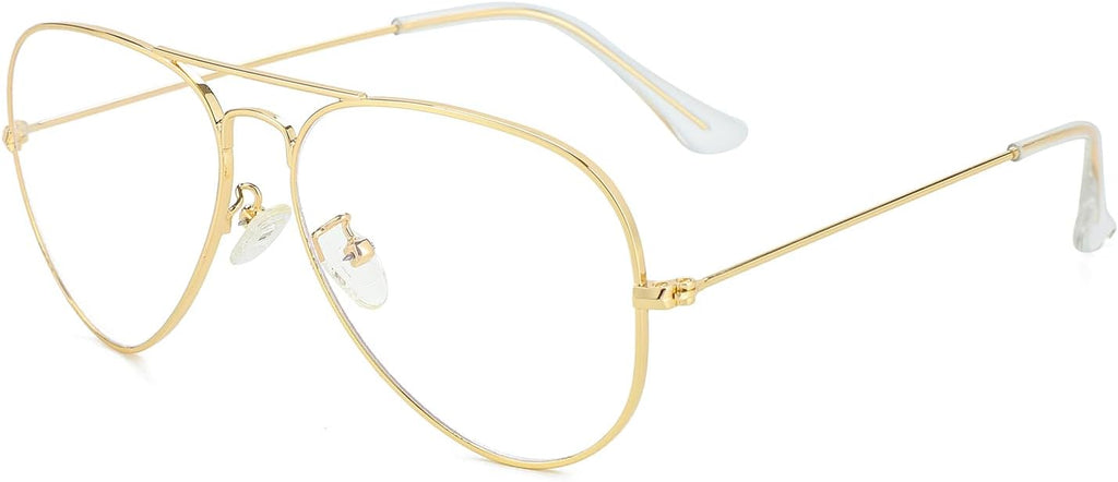 Gleyemor Blue Light Aviator Glasses for Women Men, Metal Frame Anti Blue Light Lens Computer Glasses