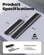 Adjustable Wheelchair Ramp 5FT Telescoping Portable Ramps for Steps Aluminum Lightweight Ramp with Storage Bag Non-Skid Ramps for Wheelchair for Home 60" L x 7.4" W 600lbs Capacity (2 Pack)