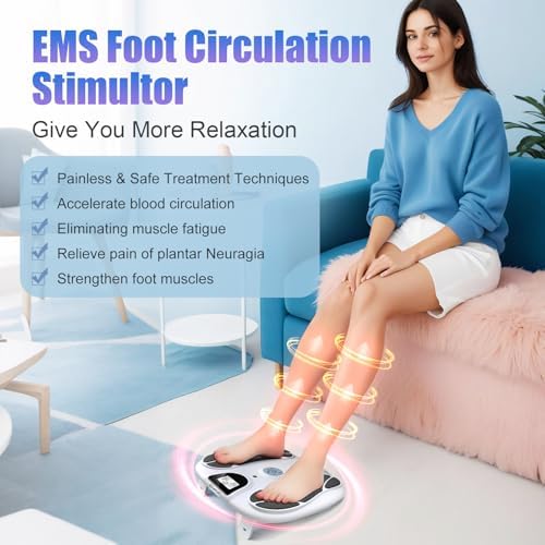 FSA EMS Foot Massager-Electronic Muscle Stimulator Relief for Neuropathy, Plantar Fasciitis & Foot Pain- 10 Modes, 20 Intensities, Remote - Rechargeable Silent Operation