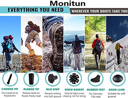 Trekking Poles Tips, Rubber Hiking Sticks End Caps Protectors Replacement Accessorie Fit Most Hiking Trekking Walking Canes