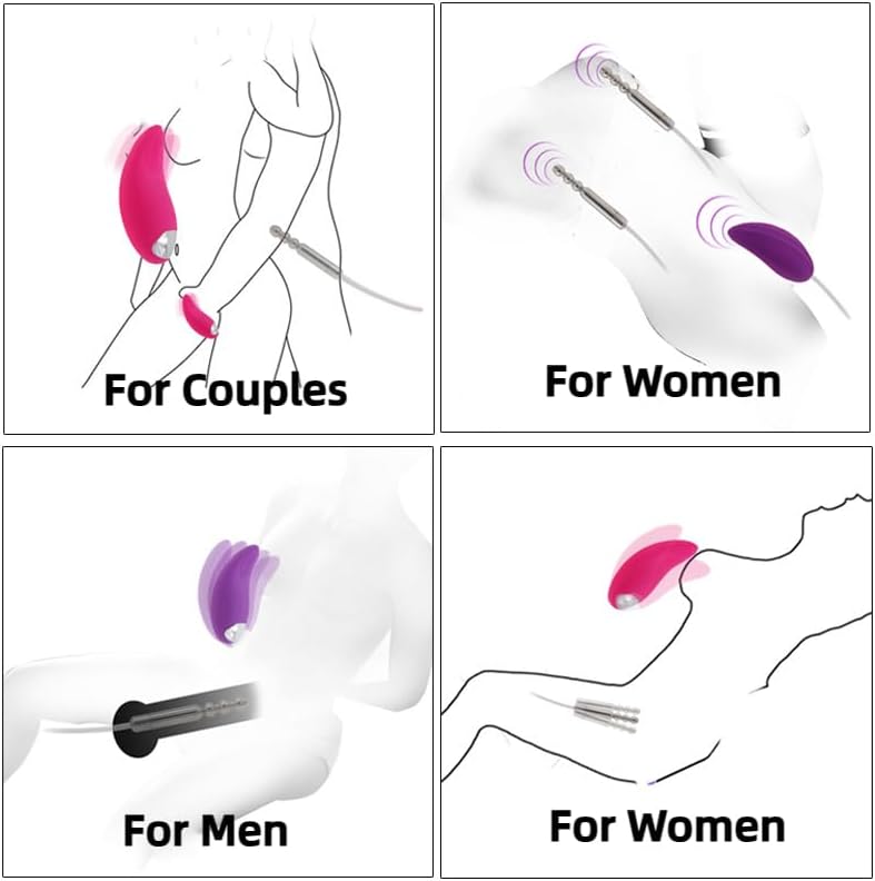Stainless Steel Urethra Plugging Vibrator Urethra Sound Urine Plugging Egg Massager Upgrade Powerful Vibration USB Charging Shocker Purple for Males& famales