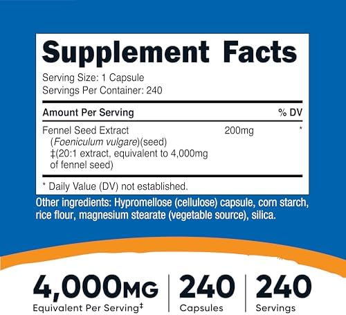 Nutricost Fennel Seed Extract 240 Capsules for 240 Servings Per Bottle - Vegan Fennel Seed Supplement