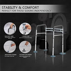 Lianjindun Toilet Safety Rails, Adjustable Toilet Frame for Elderly, Seniors, Handicap & Disabled, Foldable Handicap Toilet Handles Fit Any Toilets (Gray)