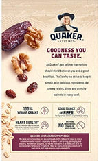Quaker Raisin, Date & Walnut 100% Whole Grains Fiber Instant Oatmeal - 2 Boxes (26 oz)