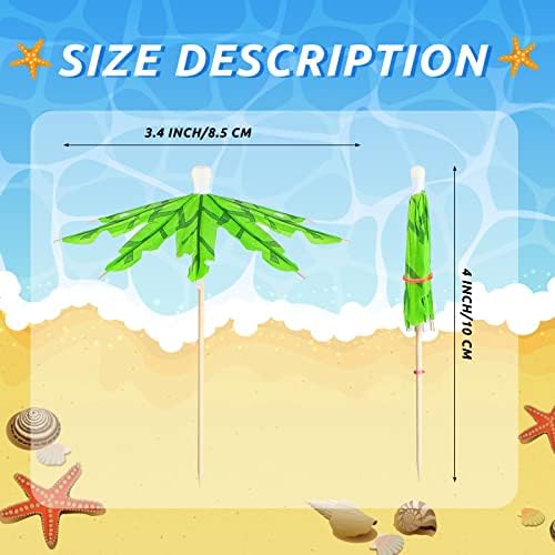150 Pieces Coconut Leaves Drink Umbrellas Cocktail Picks Parasol Cocktail Sticks with Wood Toothpicks for Summer Hawaiian Cupcake Toppers Umbrella Sticks Tropical Wedding Party