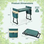 Goplus Garden Kneeler and Seat, Foldable Garden Bench for Kneeling & Sitting, Widened 8" EVA Soft Foam Pad, Heavy-Duty Garden Stool w/ 2 Large Tool Pouches, Gardening Gift for Women Men Seniors