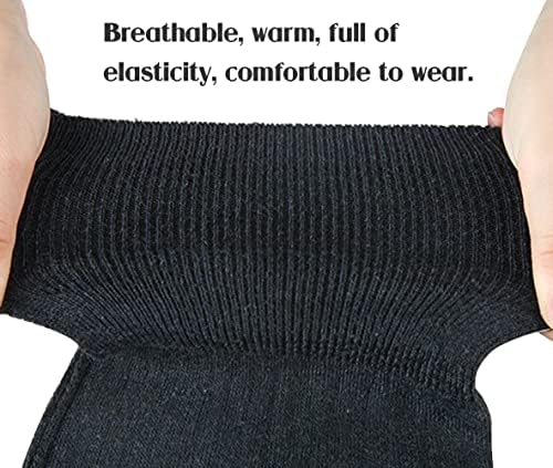 Long 17.3in Unisex Breathable Blend Winter Warmer Knee Brace Pads Thicken Thermal Knit Knee Warmers Sleeve Pads Legging Stockings for Women Men Outdoor Sports Black