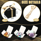 Jutom 100 Pcs Mini Favor Boxes Extra Small Candy Boxes Paper with Gold Ribbon for Baby Shower Birthday Wedding Anniversary Supplies(2 x 2 x 2 Inch,Black)