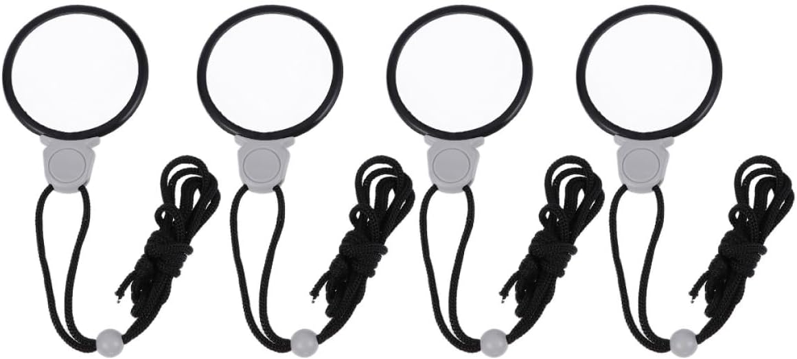 Convenient Necklace Magnifiers 4pcs Hanging Chain Magnifying Glasses with Monocle Lens Portable Visual Aid for Reading Crafts Jewelry