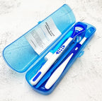 Portable Orthodontic Oral Care Kit for Braces - Interdental Brush Dental Wax Dental Floss Toothbrush Cleaning Kit(Blue)