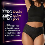 Always Discreet Boutique Incontinence and Postpartum Underwear for Women, Maximum Protection, Large, Black, 10 Count