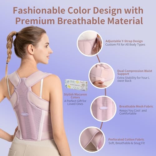 NLNYCT Posture Corrector for Women – 2-in-1 Back Brace with Shoulder Support, Adjustable Full Back Straightener for Hunchback, Scoliosis & Spine Alignment, Upper & Lower Back Pain Relief Small/Medium