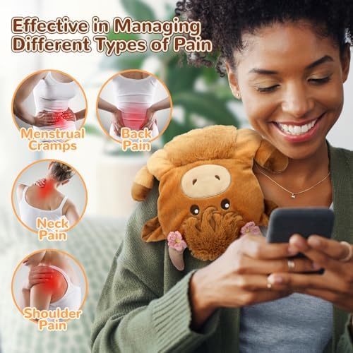 Microwave Heating Pad for Pain Relief, 16" x 12" Microwavable Heating Pads for Cramps, Back Pain, Neck Shoulder, Muscles, Knee, Joints, Natural Heat Pack Moist Heat, Highland Cow Adorned with Flowers