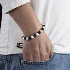 Softones 8MM Lava Rock Aromatherapy Anxiety Essential Black and White Intervals Beads Bracelet for Men Women, Friendship Couples Bracelets Gifts