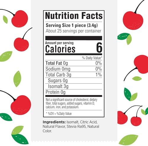 Stevita Hard Candy, Cheery Cherry - 25 Individually Wrapped Pieces - Sugar & Aspartame Free - Naturally Flavored & Sweetened - Non-GMO, Gluten Free, Keto Friendly