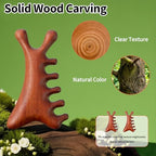 4 in 1 Natural Sandalwood Gua Sha Massage Tool, Face Eye Neck & Body Meridian Therapy Tool for Relaxation Lymphatic Drainage Massage Comb for Home Office Travel