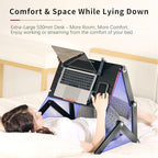 Foldable Laying Down Desk - Adjustable Height, Laptop Stand for Couch | Lying Down Laptop Stand for Bed, Sofa.with Mouse pad(Large,Black)