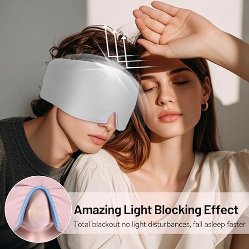 LOVE EYE Dual Side Sleep Mask,Ice Silk Eye Sleeping Mask & Blindfold with Adjustable Strap,Warm and Cool Side Total Blackout Eye Covers for Women Men Sleep Travel Nap (Pink)