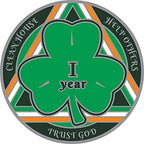 MYRECOVERYSTORE AA Irish Shamrock Sobriety Chip 1–50 Years – Heavy Anniversary Coin with Gaelic Prayer