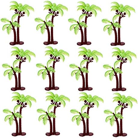 18pcs Palm Tree Cake Toppers Tropical Coconuts Cake Decor for Birthday Wedding Summer Luau Party Favors