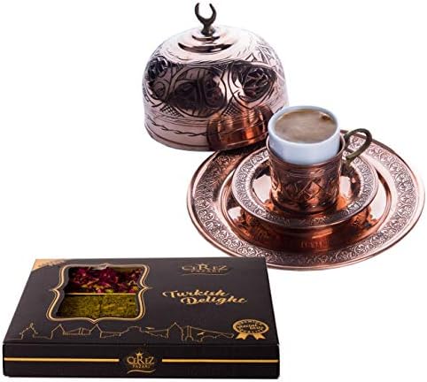 Cerez Pazari Turkish Delight Pistachio with Fantastic Rose & Pomegranate Flavour Experience in Luxury Gift Box 8.8 oz | Assorted Gourmet Soft Candy, Sweet Vegan Traditional Lokum (Loukoumi) (9-11 Pcs)