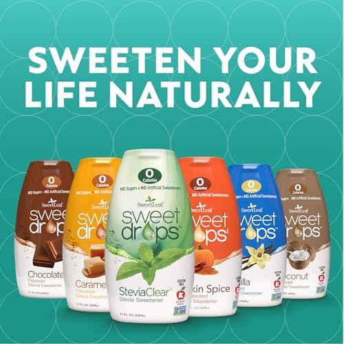 SweetLeaf Sweet Drops - Flavored Stevia Liquid Sweetener, Stevia Extract, Zero Calories, Gluten Free, Keto Friendly, Non GMO, Natural Flavors, Sugar Alternative - Caramel, 1.7 Fl Oz (Pack of 6)