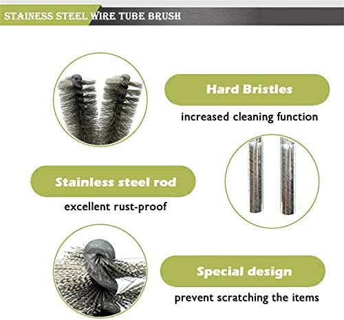 6pcs Pipe Cleaning Brush Set Stainless Steel Bristles, Stainless Steel Pipe Brush for Auto Parts,Bottles, Tubes, Etc.(1" 25mm)