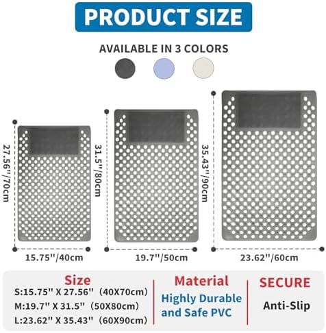 Bath Tub Shower Mat with Soft Shower Foot Scrubber Mat for Massage,Non Slip Bathtub Mat with Strong Suction Cups, Silicone Shower Foot Scrubber Mat (Gray, 31.5" X 19.7"(Rectangular))