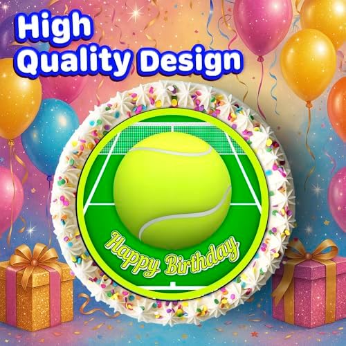 7.5x Inch Edible Cake Toppers – Tennis Themed Birthday Party Collection of Edible Cake Decorations