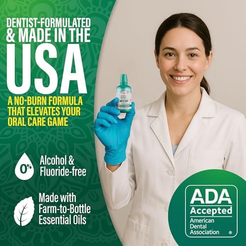 GuruNanda Fresh Breath Travel Mouthwash – 12-Hour Fresh Breath & Helps Fight Bad Breath – ADA Accepted, Alcohol & Fluoride-Free Oral Rinse, TSA Friendly – Wild Mint, 3 oz