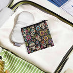 Zipper Period Pouch Sanitary Napkin Storage Bag for Women Girls Flowers Sugar Skull Portable Menstrual Pad Pouches Tampon Holder Bag