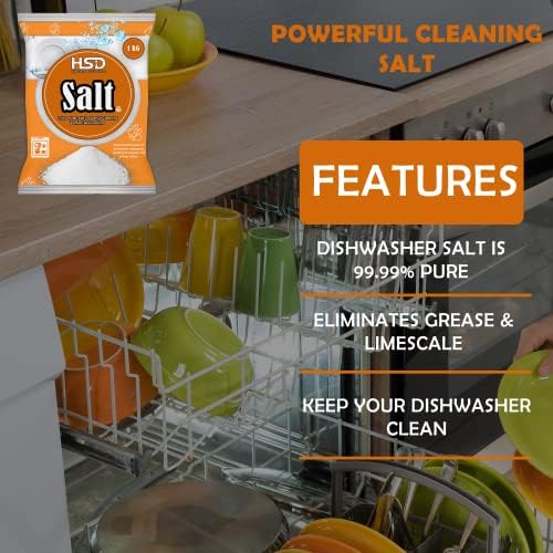 1kg Dishwasher Salt, Powerful Cleaning Dishwasher Salt, softener salt, Best For Laundry Kitchen Dish Washing, Compatible to All Water Softner Machines, Premium Food Grade 100% Genuine British Salt (4)