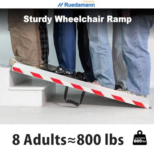 Ruedamann 6FT x 33.5" Extra Wide Electric Scooter ramp Wheelchair ramp for Doorways, Lightweight with Handle 800Lbs, Non-Slip Foldable Threshold Ramp for Heavy Wheelchair for Curb, Steps and Stairs