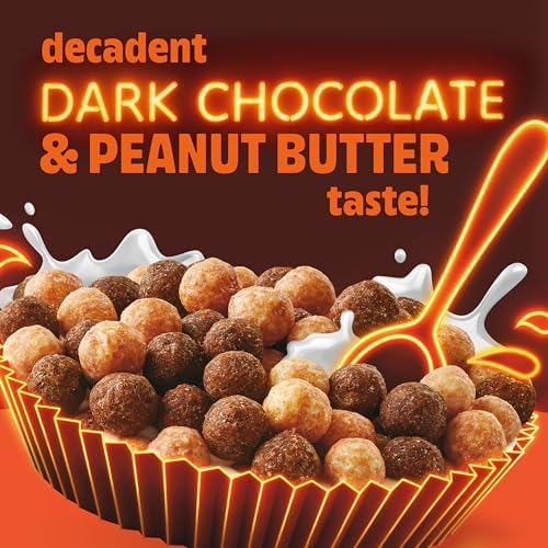 REESE'S PUFFS Dark Chocolate Cereal, Made with Real REESE'S Peanut Butter, Family Size, 19.7 oz