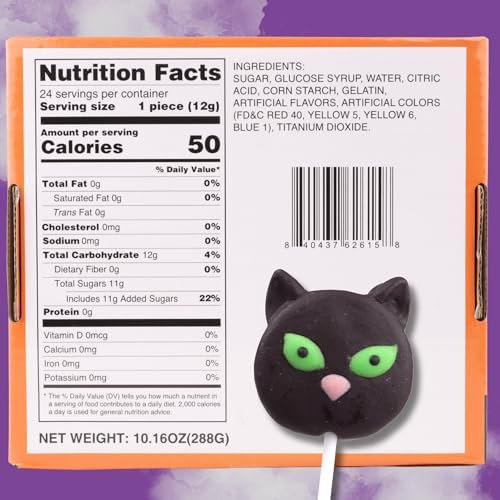 Individually Wrapped Halloween Lollipops, Candy Swirl and Cat Suckers, Trick or Treat Handout Candies, 24 Count