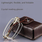 Charmoo Reading Glasses, Anti-Blue Light Ultra Light Multifocus Titanium Folding Reading Glasses for Unisex