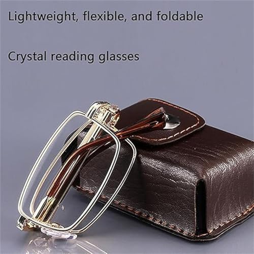 Charmoo Reading Glasses, Anti-Blue Light Ultra Light Multifocus Titanium Folding Reading Glasses for Unisex