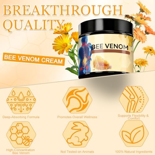 2PCS Bee Venom Joint Cream, Bee Venom Advanced Joint and Bone Gel, Professional Bee Venom Cream, Natural Formula, Fast-Absorbing, Suitable for Knee, Neck, Back, Hands, Feet Moisturizer
