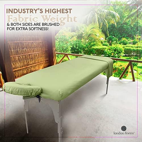 LONDON LINENS Soft Microfiber 3-Piece Massage Table Sheets - Super Lightweight, Stain and Wrinkle Resistant - Includes Table Cover, Fitted Sheet, and Face Rest Cover (Sage Green)