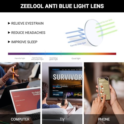 Zeelool Readers Retro Blue Light Blocking Reading Glasses for Men Women, Vintage Small Round Eyeglasses Anti UV Arale